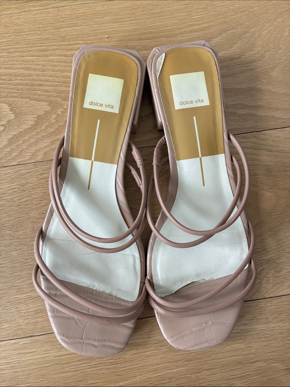 dolce vita Blush Pink Strappy Square-Toe Sandals